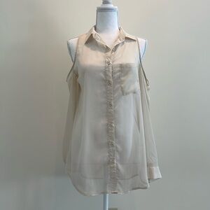 Kirra Cream Color Button Up with Open Shoulders.